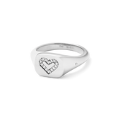 Signet Heart diamantring solid - 18kt Hvidguld