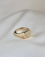 Signet Heart diamantring solid - 18kt Rødguld