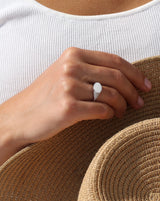 Signet diamantring solid - 18kt Hvidguld