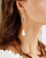 Fryd Barok perle ørehænger L - 18kt Rødguld