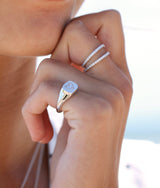 Signet Heart diamantring solid - 18kt Hvidguld