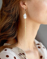 Fryd Wave diamant kæde ørehænger - 18kt Rødguld