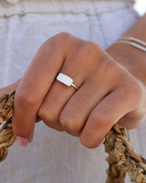 Square diamantring - 18kt Hvidguld