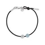 Inner Peace armbånd sort snor - 18kt Hvidguld