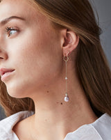 Fryd Pink perle ørehænger L - 18kt Rødguld