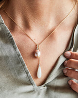 Fryd White ørehænger - 18kt Rødguld