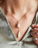 Fryd Pink perle vedhæng S - 18kt Hvidguld