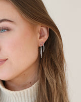 Rock Classic Grey diamant creol L - 18kt Hvidguld