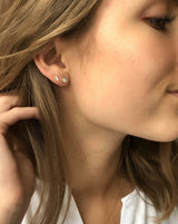 Rock Square diamant ørestik M - 18kt Hvidguld