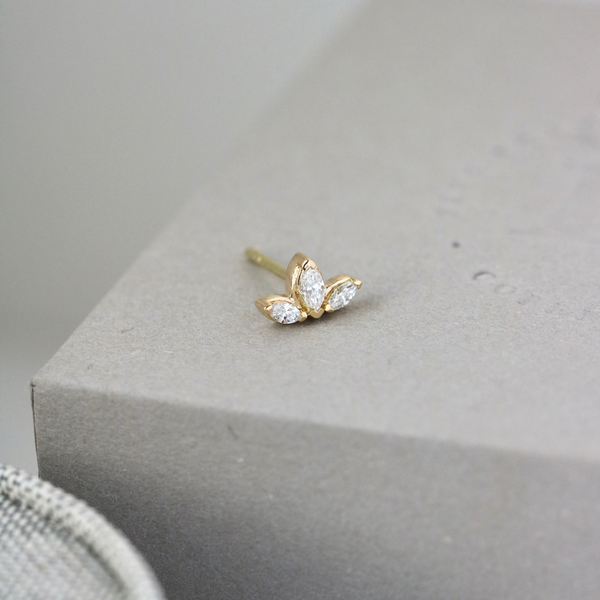 Inner Peace Lotus diamant ørestik - 18kt Rødguld