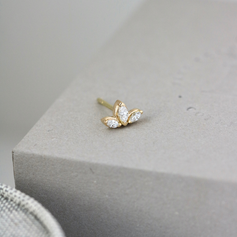 Inner Peace Lotus diamant ørestik - 18kt Rødguld